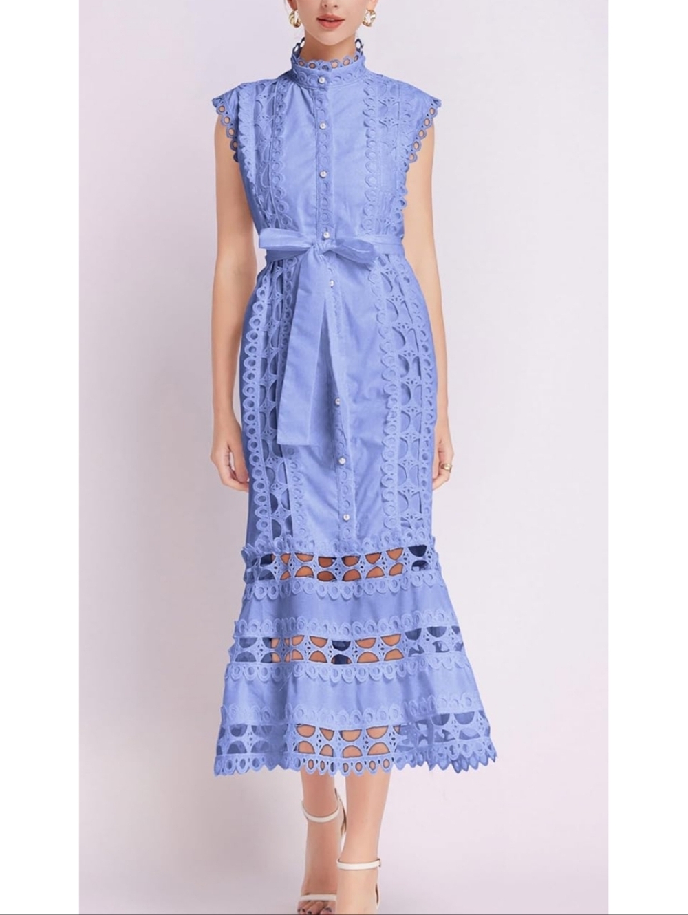Lai Mwng Five Cats Blue Eyelet Dress